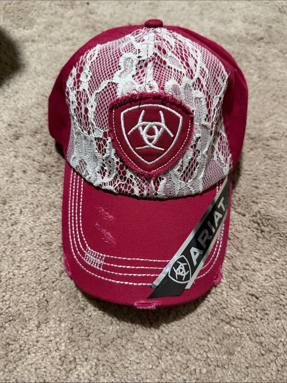 Ariat Raspberry Pink Lace Patch Kids Cap
